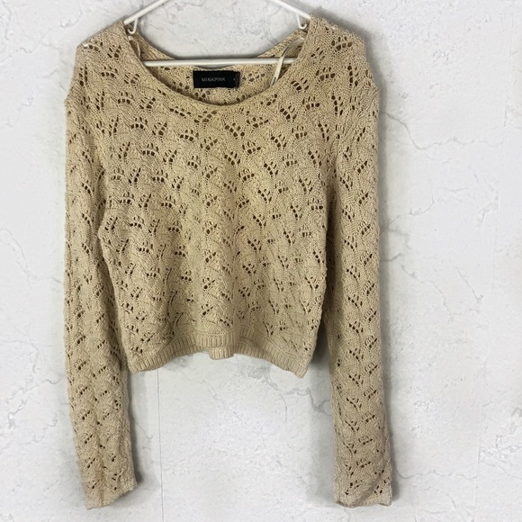 [MinkPink] Cropped Knit Sweater - Picture 1 of 3
